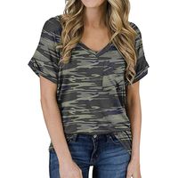 Short Sleeve T- shirt Women Camouflage Print Tshirts Summer L...