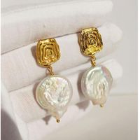 Dangle & Chandelier 2022 925s Gold Metal Geometric Baroque Irregular Pearl Drop Earrings For Women Wedding Party Jewelry