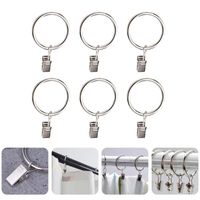Curtain & Drapes 1 Set 36 Pcs 38MM Metal Drapery Rings With Clips (Silver)