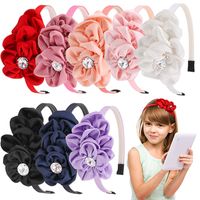 Toddler Solid Color Chiffon Flowers Elastic Hairband Cute Ha...