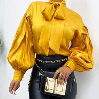 Kadın Bluzlar Gömlek Üst Fener Kol Gömlek Standart Uzun Bayan Zarif Yaz ve Bahar Moda 2021