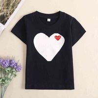T-shirt da donna Camiseta de Casal da Mo, Camiseta Mo, Algodão Puro, Manga Curta, Coração Vermelho, Roupas CDG 8ris