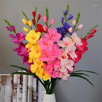 Dekorative Blumen Kränze 11 stücke Gefälschte Single Single Sense Vaniot hou30.31 "Beightensimulation Frühling Gladiolus für Hochzeit Home künstlich