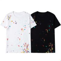 21SS Men's Women's Designer Camiseta Tinta Splash Tinta Impresión Tees Sitio web oficial Moda de marca más nueva con impresión de letras 2