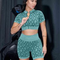 Tracksuits 2022 Snake Zipper Sportswear Set Tight Peach Shorts Fitness Clothes Women's Wear