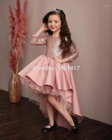 Girl's Dresses Bling Top Baby Girls Dress For Ceremony Clothing Pink Tutu Party Wear High-Low Kids First Birthday Gown