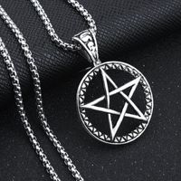 Vintage Titanium Steel Demon Eye Pendant Necklace Pentagram Star Compass Necklaces Fashion Hip hop Punk Men Jewelry