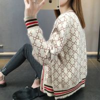 Moda Sonbahar Bayan Kazak V Boyun Uzun Kollu Pamuk Örgü Kazak Kadın Hırka Gevşek Rahat Ceket Mont Ladys Kol Jumper Giyim Boyutu S-4XL