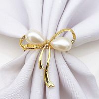 Anéis de guardanapo 6 pcs dourado bonito pérola forma servette fivela para decoração de mesa de festa de casamento suprimentos de cozinha