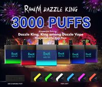 Atacado RANDM Dazzle King Descartável E Cigarro 3000Puffs R e M Vape Glow LGB Luz com recarregáveis ​​12 cores