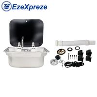 Parts RV Caravan Or Boat Motorhome Stainless Steel Hand Wash Basin Sink With Tempered Glass Lid