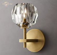 Настенные лампы Boule de Cristal Clear Sconce Современный шар Chrome латунь черный металлический светодиодный спальня гостиная ванная комната светильника