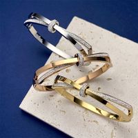 Braccialetti di design del marchio Braccialetti Bangles Cross Lover Nodo con diamanti in acciaio in titanio Doppio anello braccialetto Bracciale gioielli