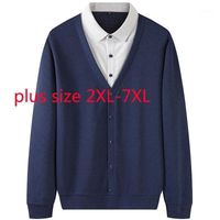 Heren Sweaters Aankomst Super Grote Lente en Herfst Mannen Mode Twee Stuk Sweater Coat Computer Gebreide Cardigan Plus Size 2XL-7XL