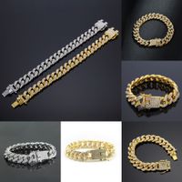 2021 Mens Hip Hop Bracelet Jewelry Iced Out Chain Rose Gold Silver Miami Cuban Link Chains Bracelets