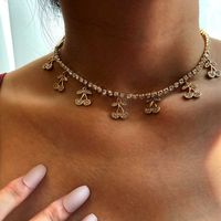 Designer de luxo jóias de ouro cor de cristal cereja colar de tênis para mulheres bling choker cadeia pendente 2021