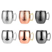 550ML Moscow Mule Mug Stainless Steel Hammered Copper Plated...