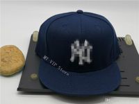2021 Mäns monterade hattar Cool Baseball Caps Vuxen Flat Visor York USA Navy Blå Färg Hip Hop Monterad Cap Män Kvinnor Full Closed Gorra