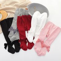 Infantil recién nacido bebé niñas pantimedias sólido bowknot leggings español vintage cuatro temporadas medias largas 5 colores 0-3 años