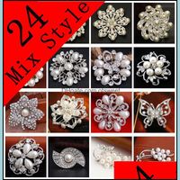 Pins, Brooches Jewelry Wedding Mix 24 Style Sier Pearl Crystal Rhinestone Flower Bouquet Butterfly Vintage Brooch Pins Gift Nl018 Drop Deliv