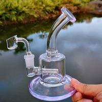 4MM Quartz Bent Neck Tube Hookahs Inline Perc Water Pipe Mini Dab Rigs Thick Bong 14mm Female Joint Glass Bongs With Banger