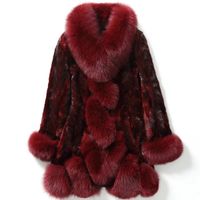Piel de mujer Faux Invierno Imating Mink Abrigo Mujeres Cuello de longitud media gruesa talla grande