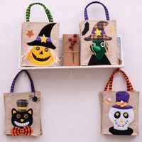 26*15cm Halloween Linen Tote Bag Pumpkin Candy Storage Bags ...