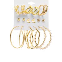 Luxusmode Große Kreis-Hoop-Ohrringe Set für Frauen Kristallimitation Perle Geometrische Gold Metall Ohrring Schmetterling Herz Hochzeitsfest Schmuck Geschenke