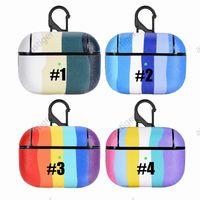 Per AirPods Pro 3 Auricolari Caso PC Rainbow Colore Air Pods Cuffie Shell Copertura protettiva Anti-goccia con metallo anti-perso Hoo