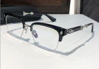 Titanium Eyeglasses Silver Черная половина рамы вытягивает четкие линзы мужчины мода солнцезащитные очки кадры с коробкой