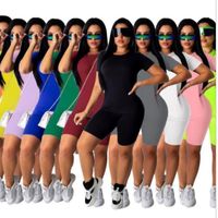 Mulheres Mulheres Sportswear 2 Piece Set Tracksuits Shorts Outfits Sexy Color Sólido Vest Slimt - Calças curtas Calças