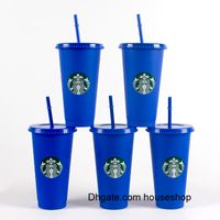 DHL Starbucks Tazza da 24 once Cambiamento di colore Tumblers Plastic Trasparente Bere Succo di Bere Coppa con labbra e paglia Tazze da caffè magica Costom