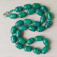 2015 mode de bonne qualité malachite pierre tambour perles perles pendentifs collier bijoux