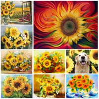 Diamond Painting 5D DIY Sunflower Cross Stitch Full Square Diamond Embroidery Christmas Handmade Home Room Wall Decoration 15.7X11.8inches