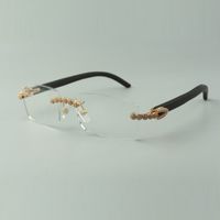 Designer bouquet diamond glasses Frames 3524012 with black wood temples for unisex, size: 56-36-18-135mm