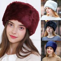 Bereliler Rus Kadınlar Kış Yumuşak Kayak Kulaklığı Şapka Moda Rrabbit Faux Kürk Kazak Tarzı Sıcak Yuvarlak Düz Kap Kadın Headgear