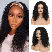 Naturel Bandeau Curly Wig Synthetic Perruques de cheveux Synthétiques pour femmes Black Wank Wave Bandeau Femme