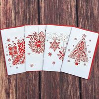 Kartki z życzeniami Chiński styl papier Cięcie Wesołych Świąt Boże Narodzenie Składa Xmas Błogosławieństwa Karta na rok Prezent Losowy wzór