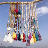 Hanger kettingen meetvii etnische lange fringe kwastje vrouwen handgemaakte houten kralen kruis vlinder boheemse sieraden