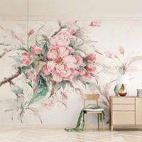 Fondos de pantalla personalizada 3d papel tapiz moderno pintado a mano acuarela rosa cereza flor de la pared mural sala de estar dormitorio Papel de parede 3 d