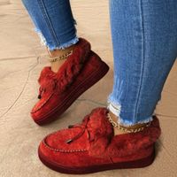 2021 가을 겨울 레오파드 스노우 부츠 여성 발목 부츠 가짜 모피 야외 캐주얼 모피 슬라이드 따뜻한 편안한 여성 두꺼운 바닥 실내 신발 플랫 Zapatos Mujer