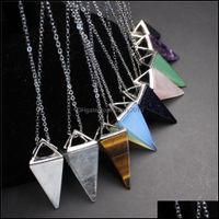 Pendant Necklaces & Pendants Jewelry Square Pyramid Cone Stone Opal Crystal Pendum Necklace Chakra Healing For Women Men Chain Drop Delivery
