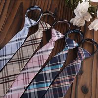 Moda listra xadrez Impressão 6 cm gravata para mulheres meninas Formal uniforme camisa CRAVATS Acessórios Business Zipper Gravata 38cm