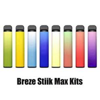 100% Original Breze Stiik Max Max Einweg-E-Zigaretten-Geräte-Kit 1800 Puffs 950mAh-Batterie 6ml Vorgefestigt Podscattridges Stick Vape Pen vs Plus Bar A39