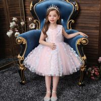 Children's Dress Exquisite Little Floral Blue CLothing Cute Girl Catwalk Show Birthday Party Dress Kid Princess Color Flower Customer