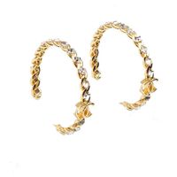 Moda Womens 18K Brincos de ouro em ouvido Estudações de luxo Designers de marca de letras de cristal exagerado exagerado clássico feminino Partido de casamento jewerlry er0144