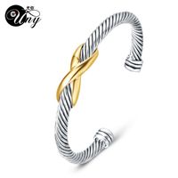 UNY Bangle Twisted Cable Wire Bracelet Antique Bangles Cross...