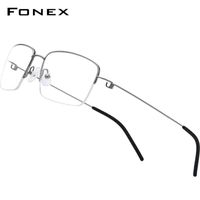 Fonex Legierung optische Brille Rahmen Männer halbe verschreibungspflichtige Brille Koreanische Frauen Myopie Schraubless Brillen