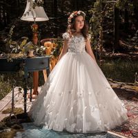 New Cute Flower Girl Dresses Tulle Beading Appliqued Pageant...