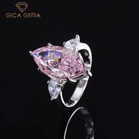 Cluster Rings Gica Gema 925 Sterling Silver 9 * 18mm rosa Alto Diamante de Carbono Corte radiante para mulheres espumante festa de casamento fino jóias